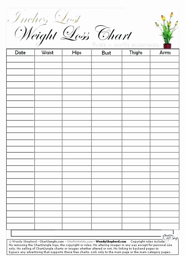 Printable Weight Loss Chart Template Awesome Free Printable Weight Loss Tracker Chart Template Blank