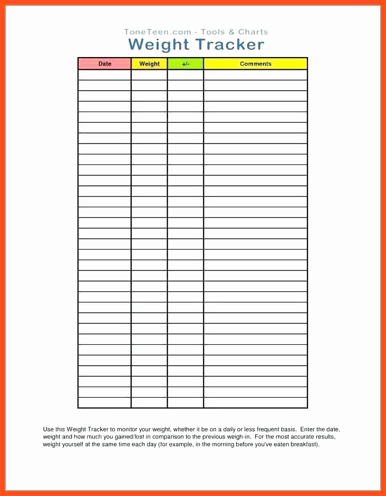 Printable Weight Loss Chart Template New Blank Weekly Weight Loss Charts Printable – Newscellarfo