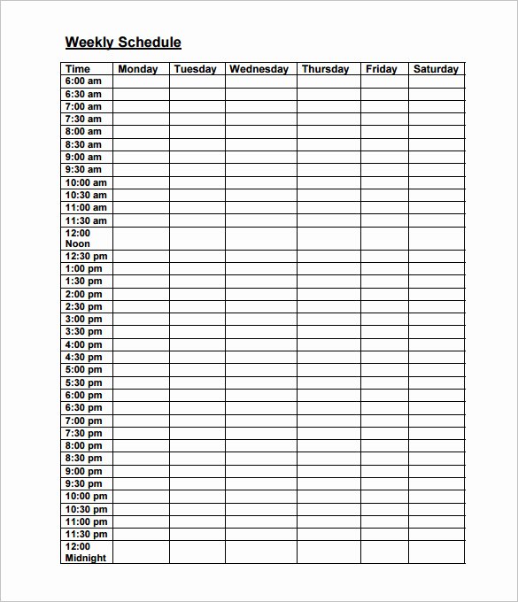 Printable Work Schedule Template Elegant Weekly Work Schedule Template 8 Free Word Excel Pdf