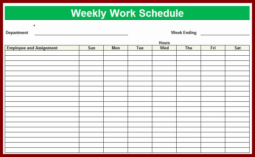 Printable Work Schedule Template Inspirational Free Printable Employee Schedule Template
