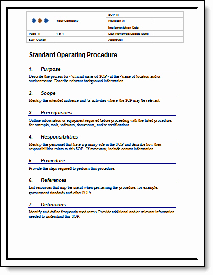 standard operating procedures sop template ms word