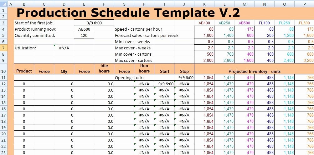 Production Planning Excel Template Elegant Production Schedule Template Excel