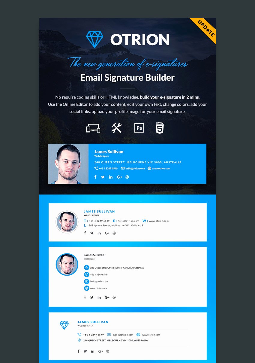 Professional E Mail Template Luxury 18 Professional HTML Psd Email Signature Templates