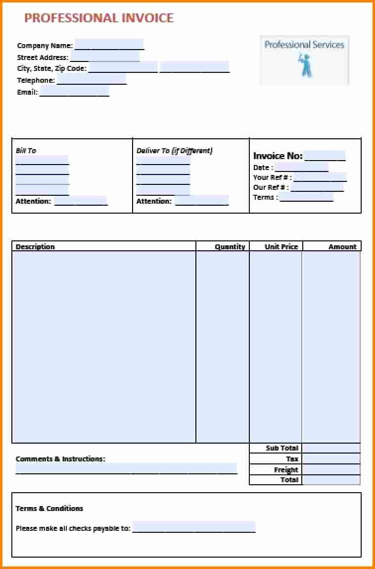 Professional Services Invoice Template Beautiful 4 Bill format In Word for Professional Services