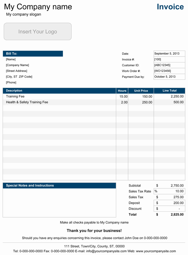 Professional Services Invoice Template Fresh Hourly Invoice Template Excel