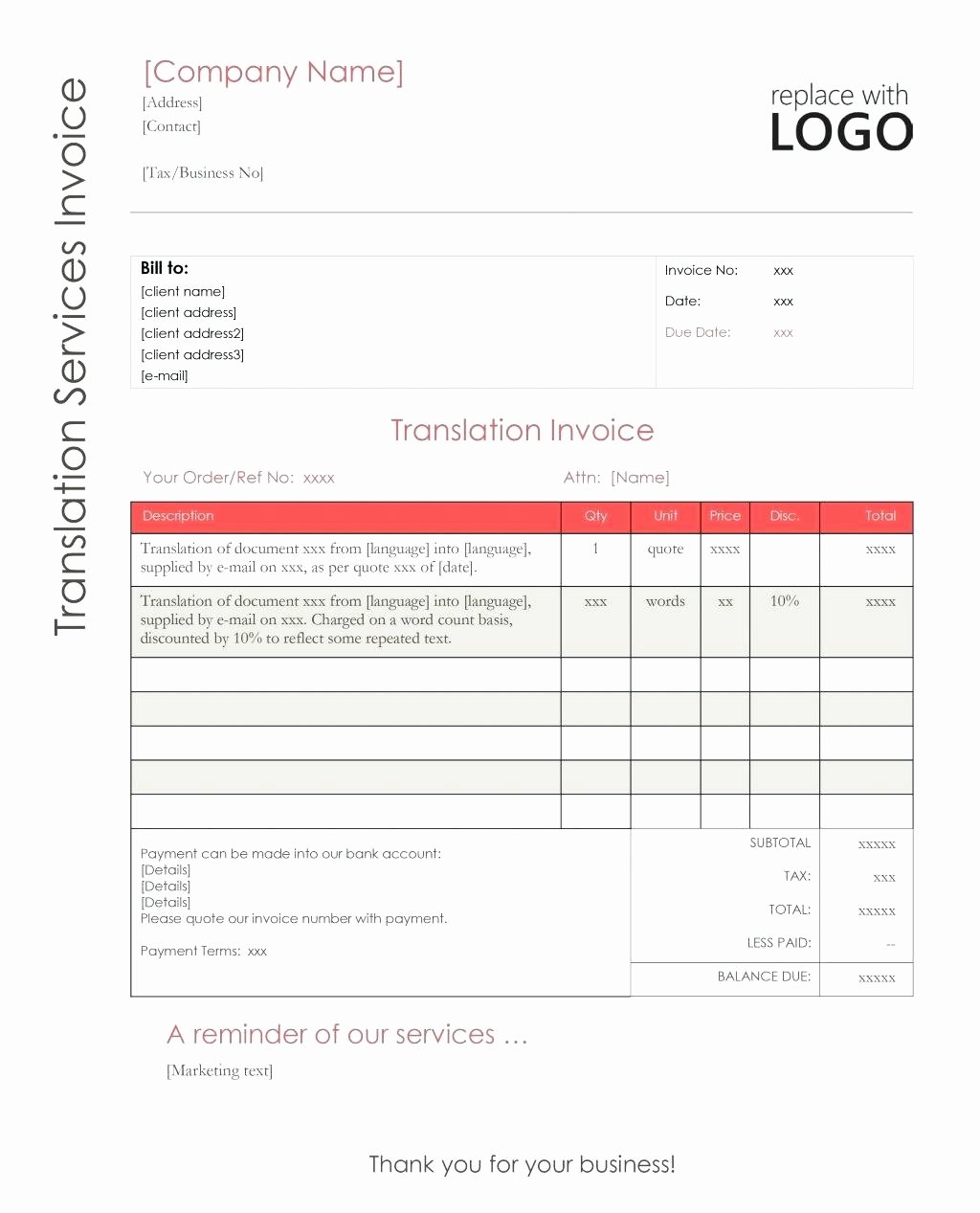 Professional Services Invoice Template Fresh Template Invoice Template Professional Services