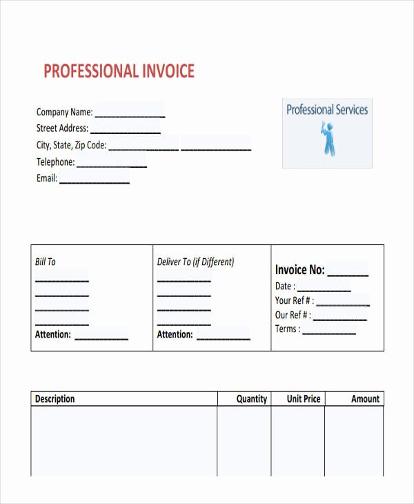 Professional Services Invoice Template Lovely 10 Professional Invoice Templates – Free Sample Example