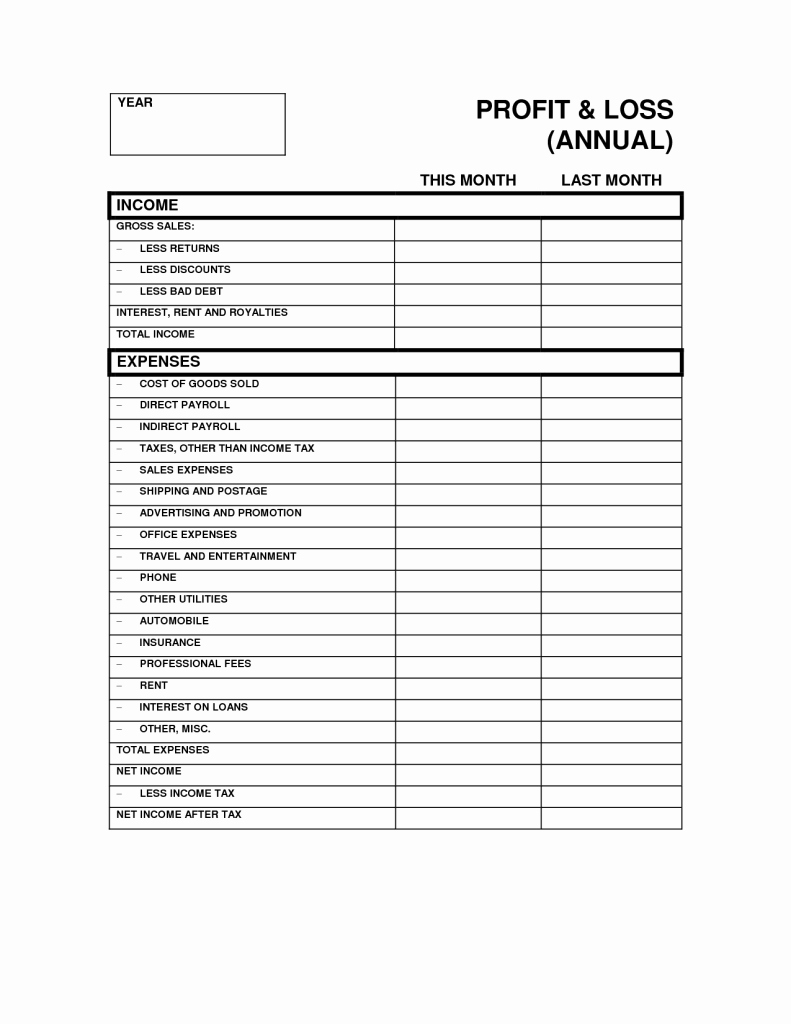 Profit and Loss Sheet Template Awesome Profit and Loss Template Template Trakore Document Templates