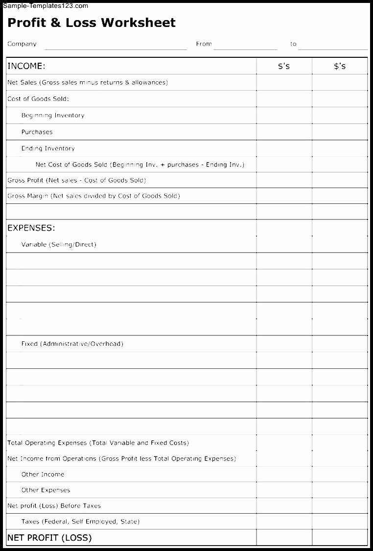Profit and Loss Sheet Template Best Of Blank Profit and Loss form Mughals