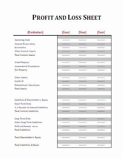 Profit and Loss Sheet Template Luxury 7 Simple Profit and Loss Template