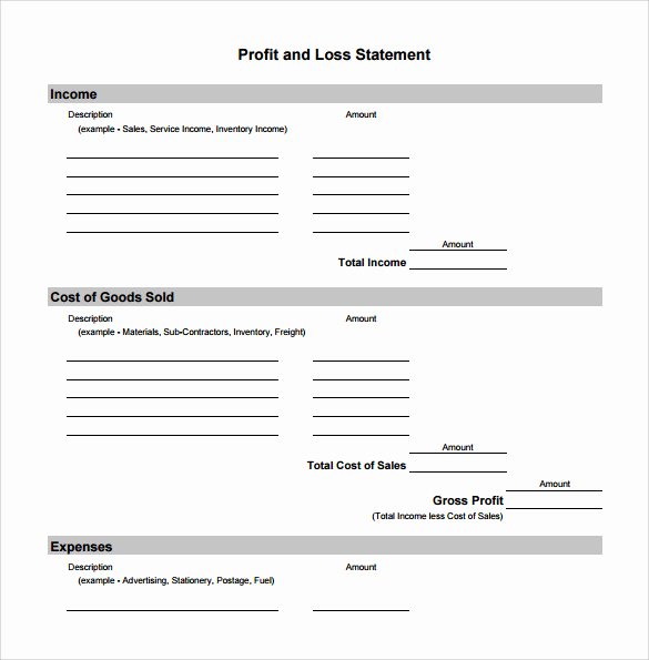 Profit and Loss Sheet Template Unique 19 Sample Profit and Loss Templates
