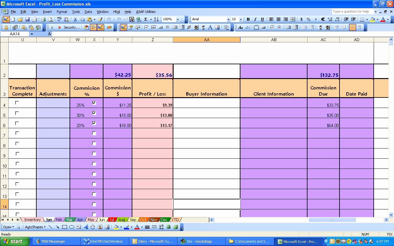 Profit Loss Excel Template Inspirational Ebay Profit &amp; Loss with Mission Excel Spreadsheet