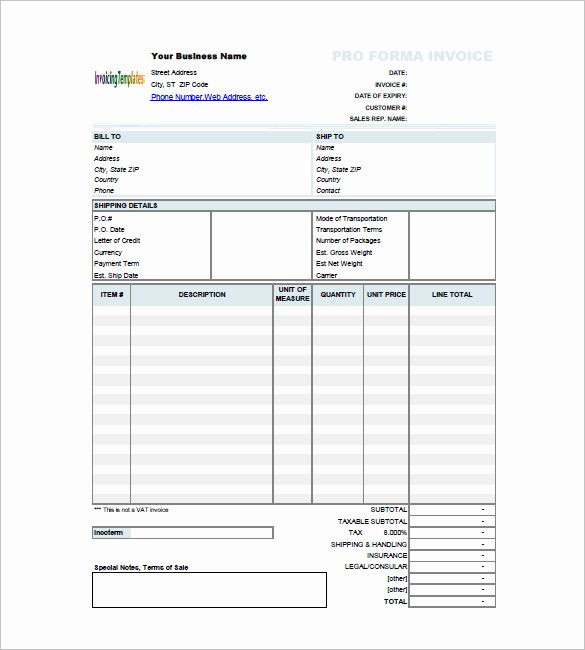 Proforma Invoice Template Excel Awesome 15 Proforma Invoice Templates Pdf Doc Excel