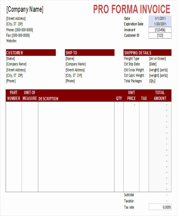 Proforma Invoice Template Excel Fresh 6 Proforma Invoice Samples – Examples In Excel Pdf Word