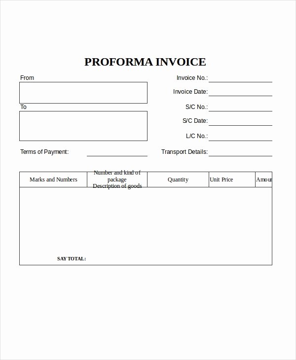 Proforma Invoice Template Excel Fresh Proforma Invoice 13 Free Word Excel Pdf Documents