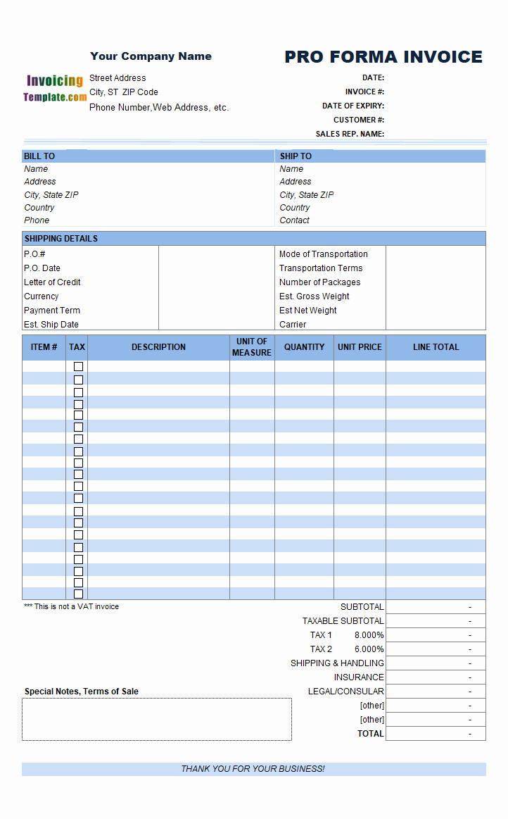Proforma Invoice Template Excel Fresh Proforma Invoice format In Excel