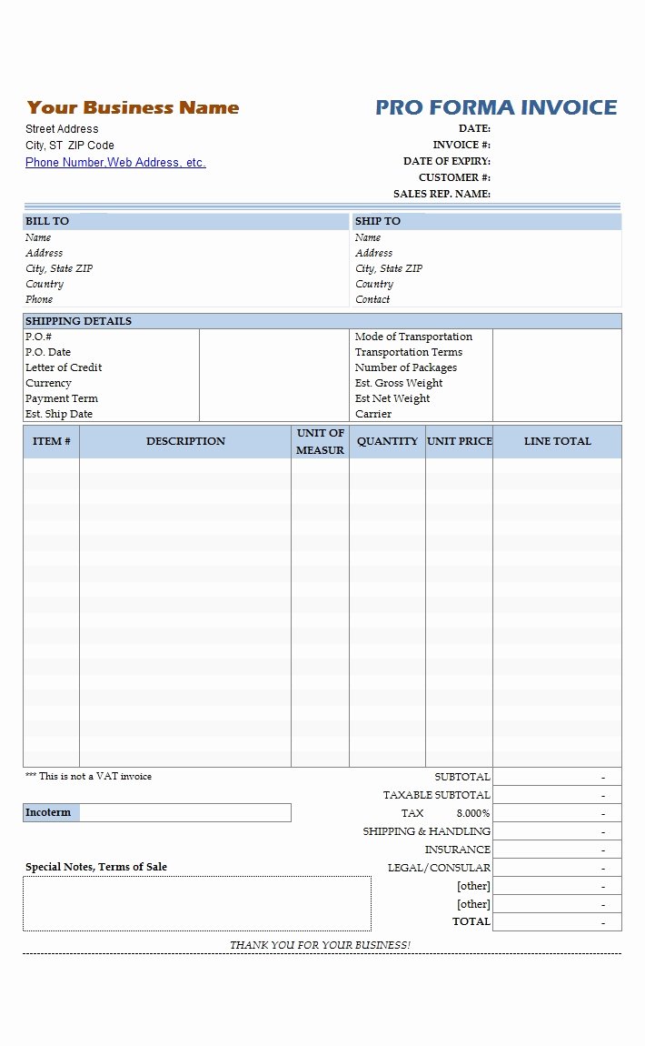 Proforma Invoice Template Excel Fresh Simple Proforma Invoice Template Invoice Template Ideas