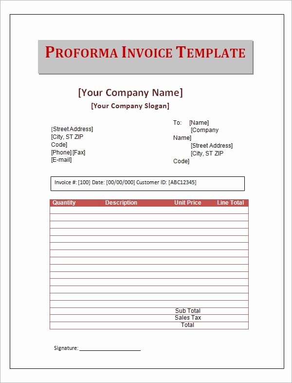 Proforma Invoice Template Excel Inspirational 10 Proforma Invoice Templates Word Excel Pdf formats