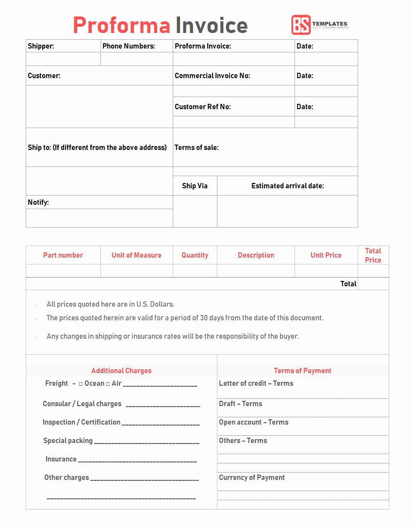 Proforma Invoice Template Excel Inspirational Proforma Invoice Template for Excel Free Excel