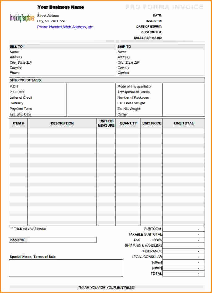 Proforma Invoice Template Excel Lovely 5 Proforma Invoice Template