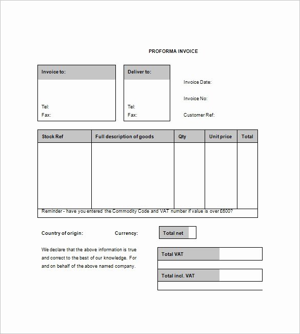 Proforma Invoice Template Excel Lovely Proforma Invoice Template 8 Free Excel Word Pdf