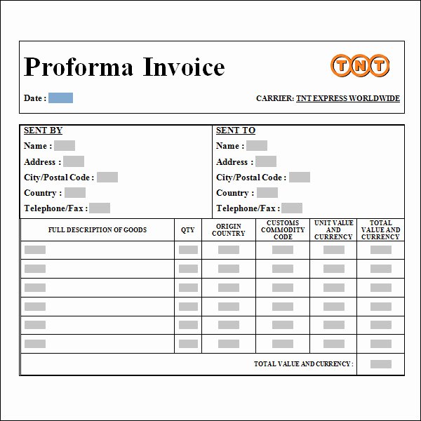 Proforma Invoice Template Excel New 12 Word Invoice Samples
