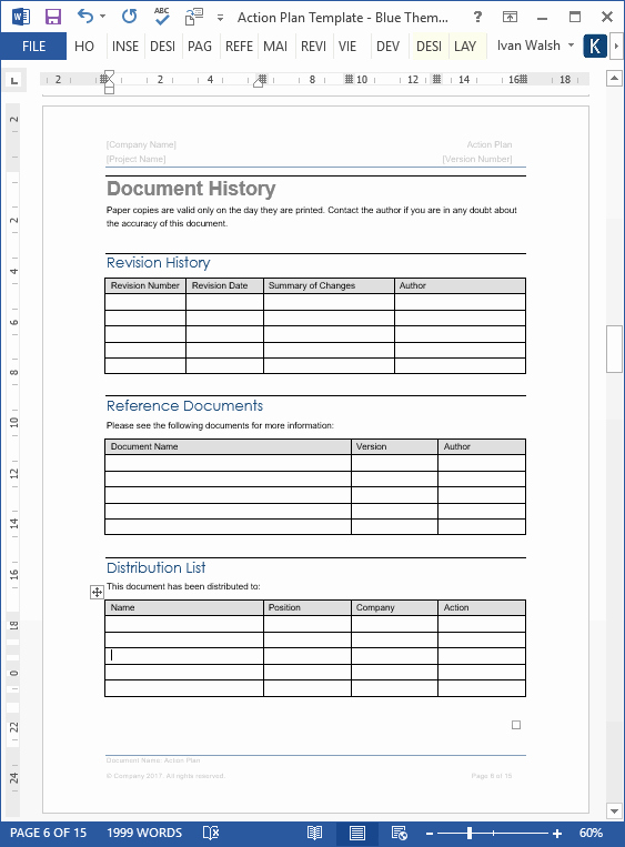 Project Action Plan Template Unique Action Plan Template Ms Word 7 Excels
