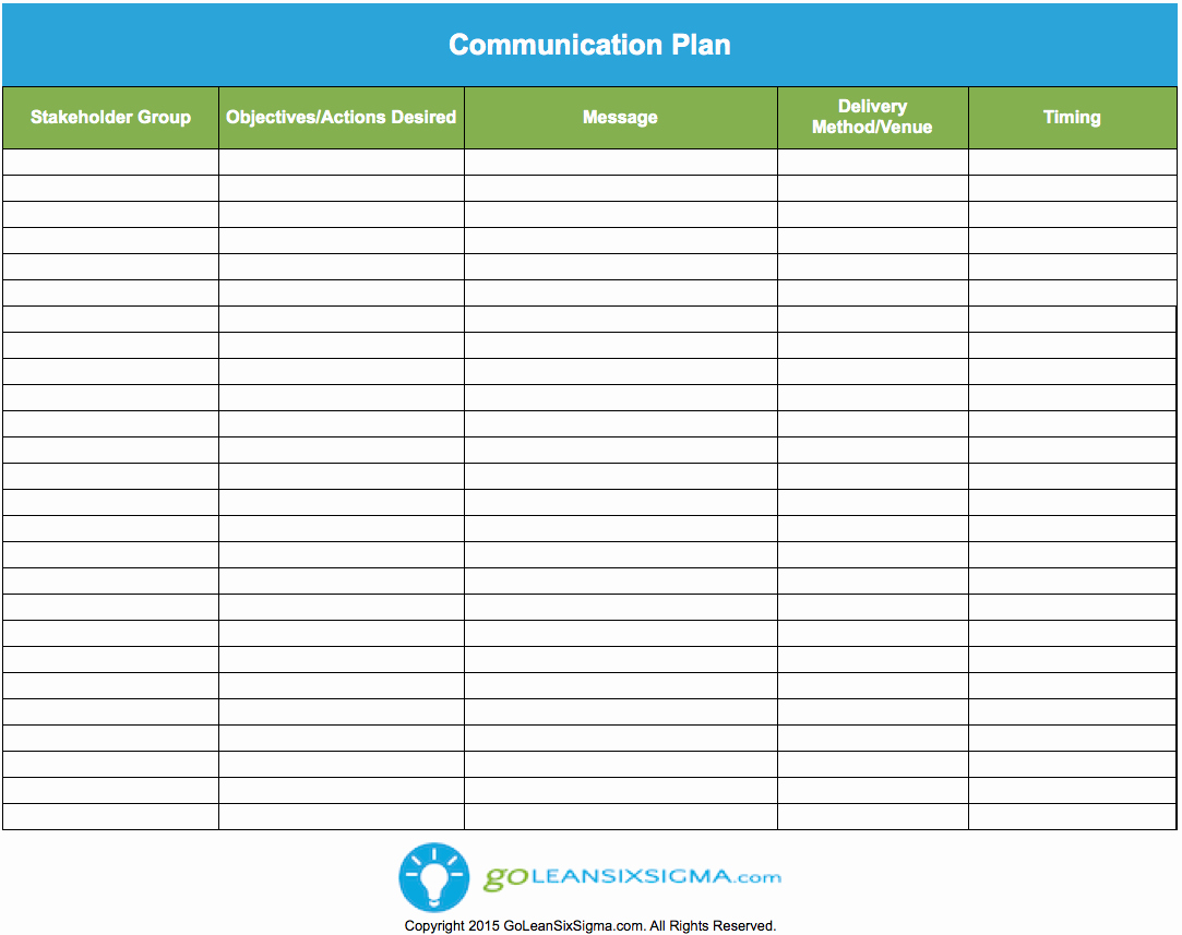 Project Communication Plan Template Inspirational Munication Plan Template Goleansixsigma