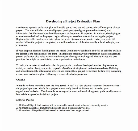 Project Evaluation Plan Template Beautiful Project Evaluation 9 Download Free Documents In Pdf