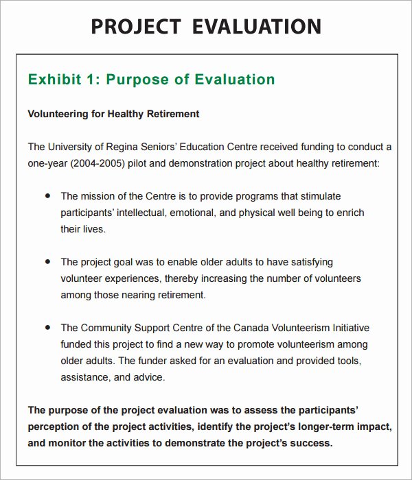 Project Evaluation Plan Template Fresh 9 Sample Project Evaluation Templates to Download