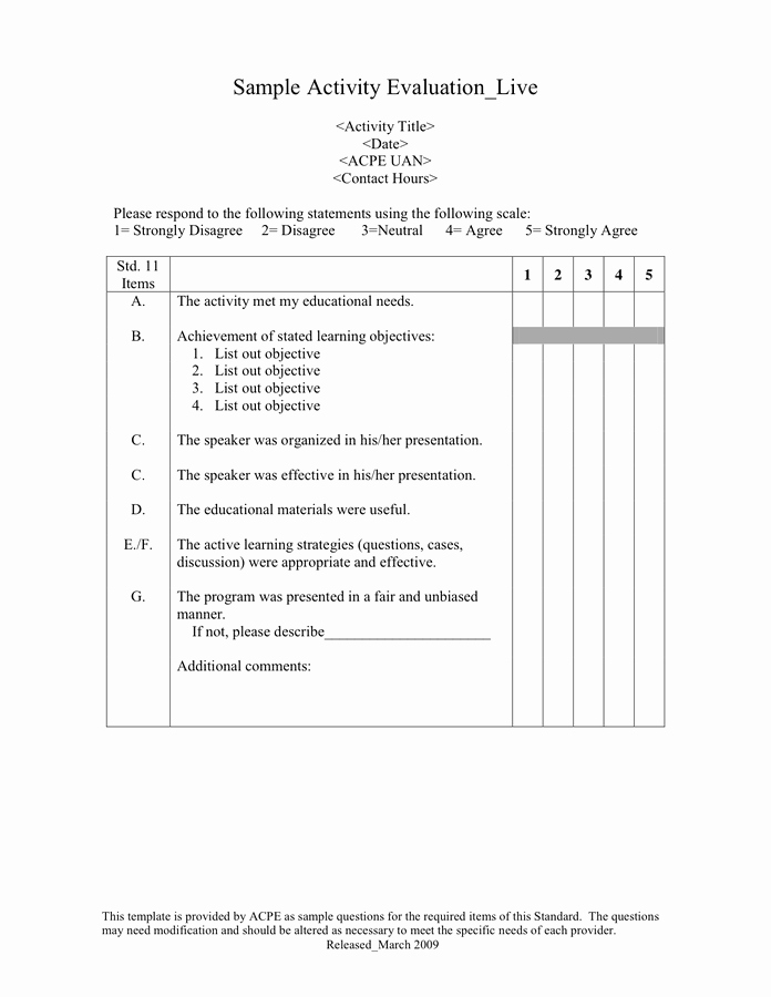 Project Evaluation Plan Template Fresh Program Evaluation form In Word and Pdf formats