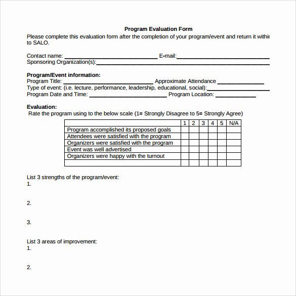 Project Evaluation Plan Template Lovely Program Evaluation form 7 Download Free Documents In
