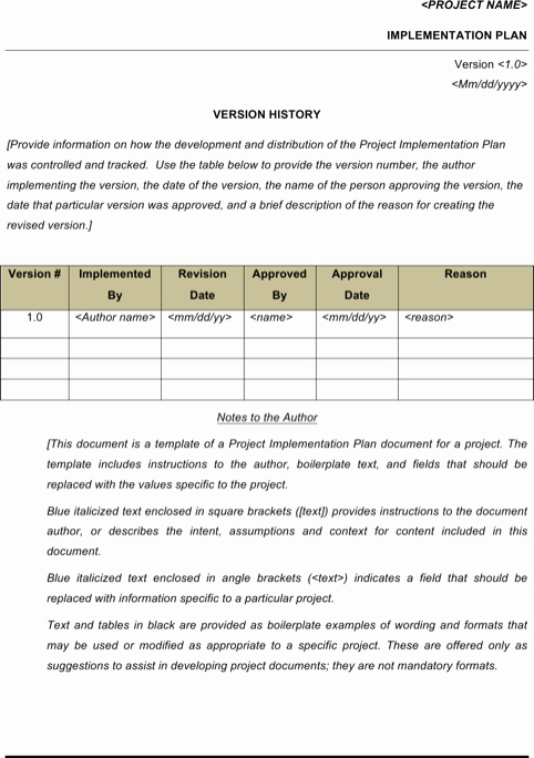 Project Implementation Plan Template Fresh Download Sample Project Implementation Plan Templates for