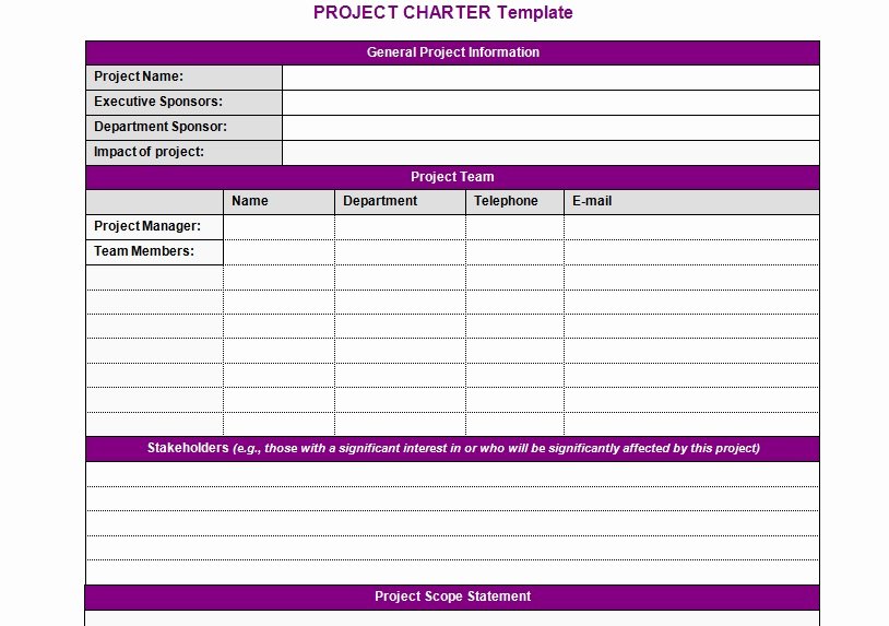 Project Management Charter Template Best Of Project Charter Template