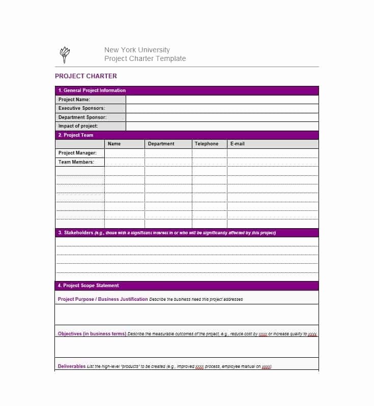 Project Management Charter Template New 40 Project Charter Templates &amp; Samples [excel Word