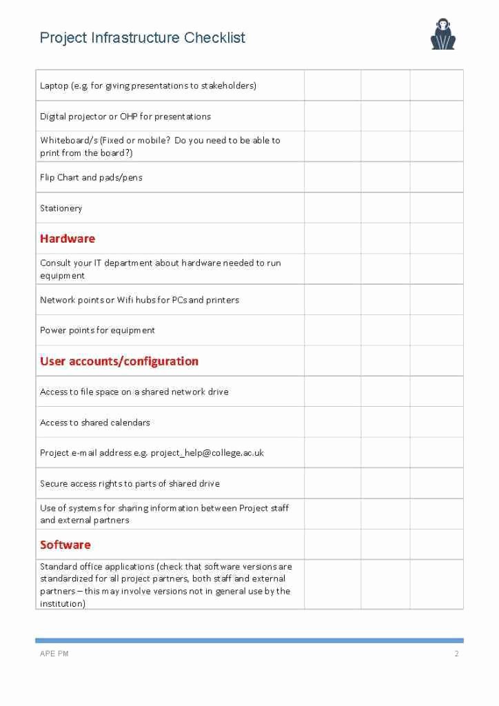 Project Management Checklist Template Luxury Project Checklist Template Ape Project Management