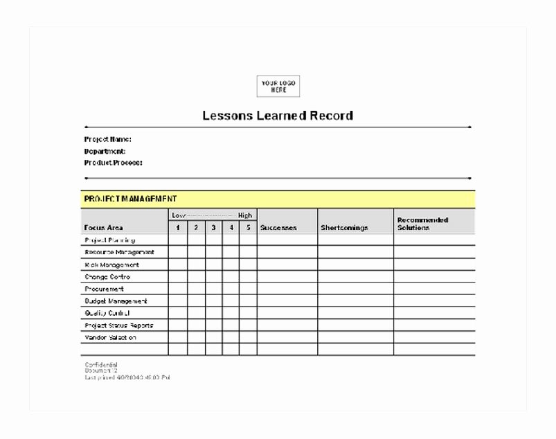 Project Management Lessons Learned Template Awesome Lessons Learned Template Excel
