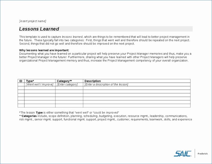 Project Management Lessons Learned Template Inspirational Lesson Learned Template for Project Management – Lessons