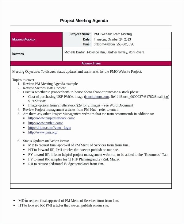 Project Management Meeting Agenda Template Awesome Status Meeting Agenda Template Project Update Examples