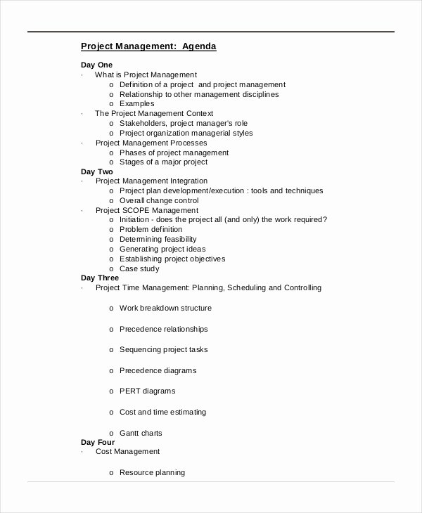 Project Management Meeting Agenda Template Inspirational Project Agenda Template 6 Free Word Pdf Documents
