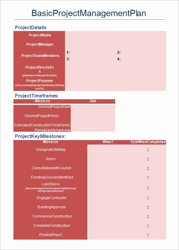 Project Management Plan Template Word Luxury Project Management Template 12 Download Free Documents