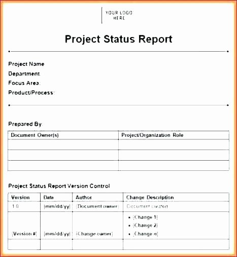 Project Management Progress Report Template Fresh Simple Project Status Report Template Excel Weekly format