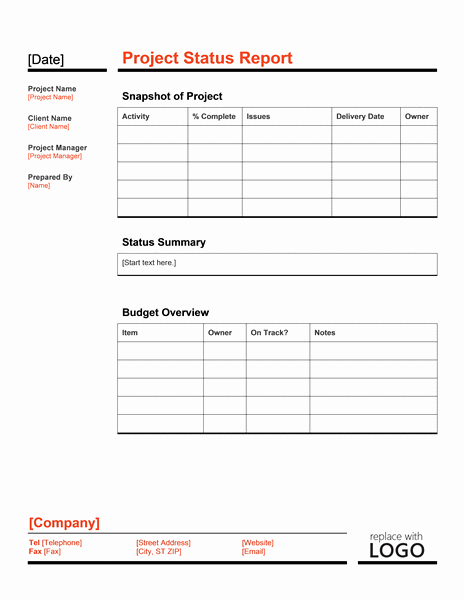 Project Management Progress Report Template Lovely Project Status Report Template Word Templates
