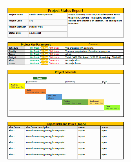 Project Management Progress Report Template Luxury E Page Project Status Report Template A Weekly Status