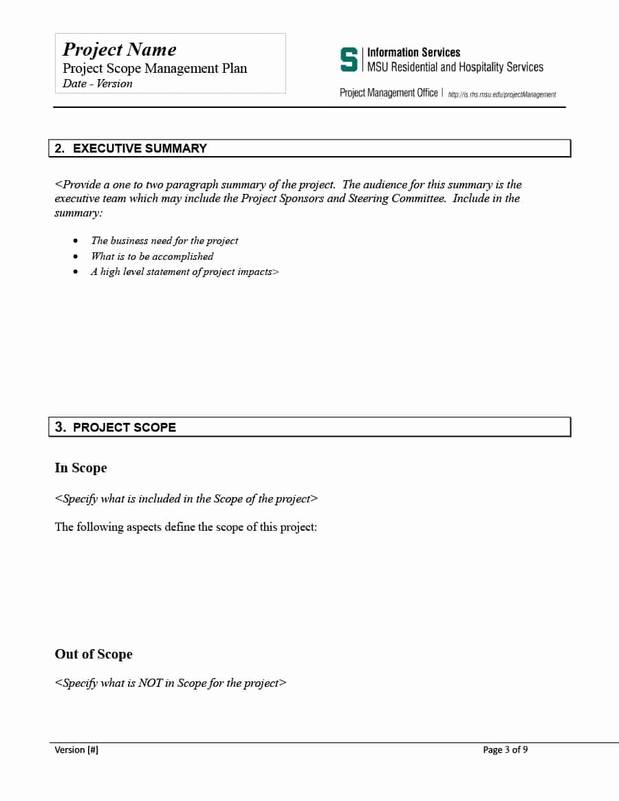 Project Management Scope Template Inspirational Project Scope Statement Templates Examples Template Lab