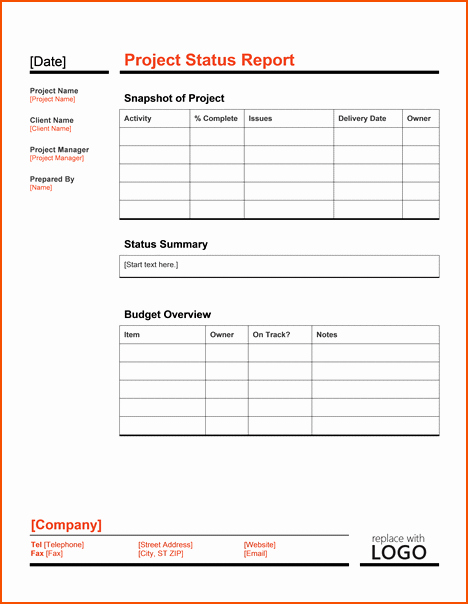 Project Management Status Report Template New Project Management Status Report Template to Pin