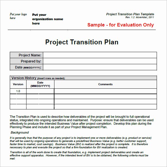 Project Management Transition Plan Template Elegant Transition Plan Template