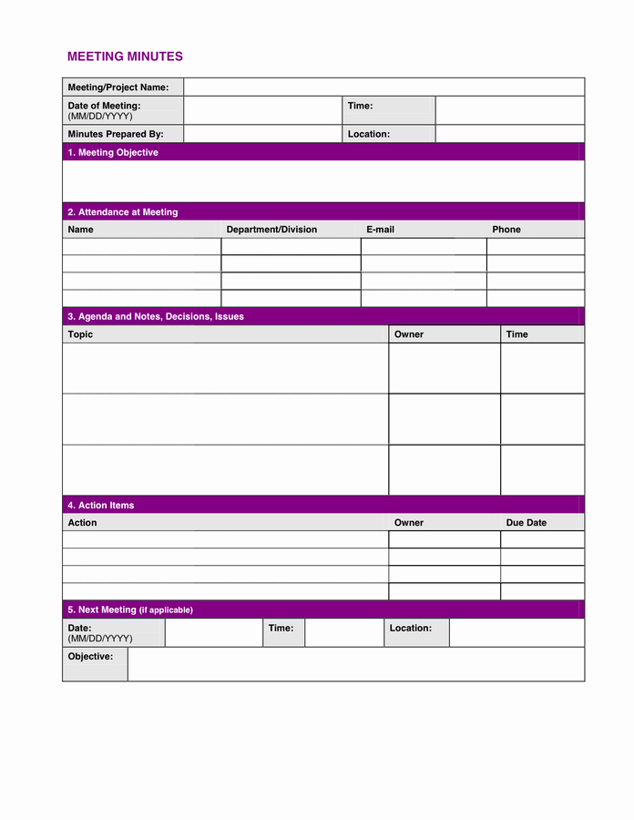 Project Meeting Minutes Template Best Of Project Meeting Minutes Template In Word and Pdf formats