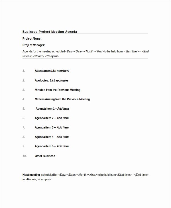 Project Meeting Minutes Template Lovely 9 Project Meeting Agenda Template Word Pdf
