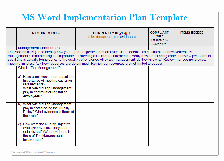 Project Plan Template Word Inspirational Ms Word Implementation Plan Template – Microsoft Word